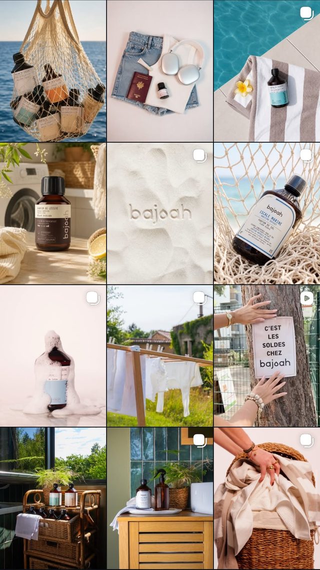Feed Instagram Bajoah, parfums de linge, écran 1