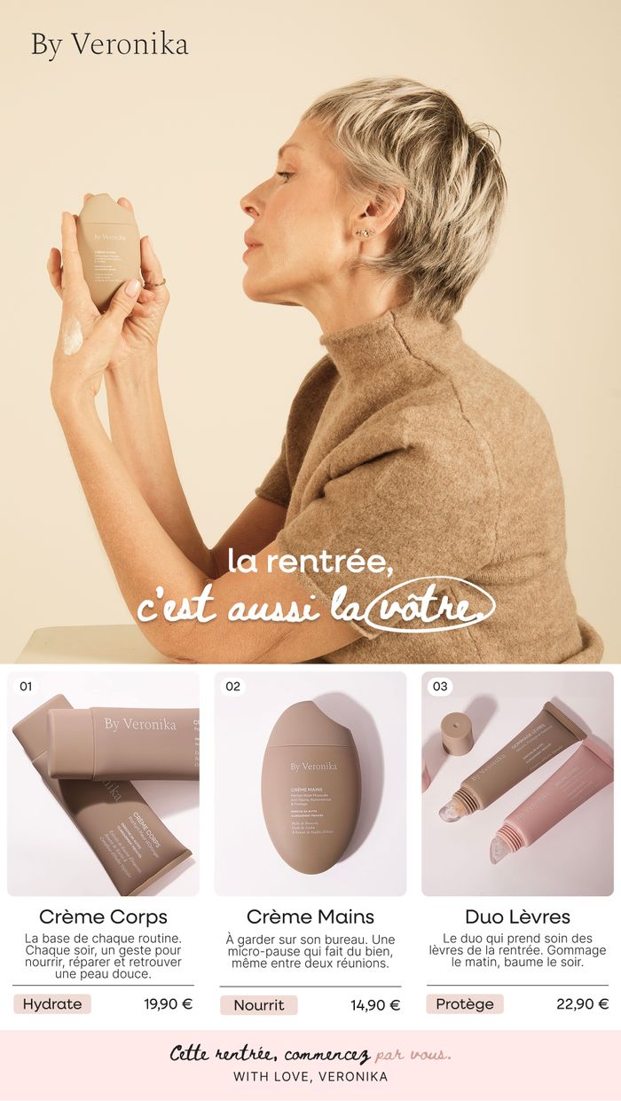 Newsletter By Veronika, soins du corps, campagne rentrée