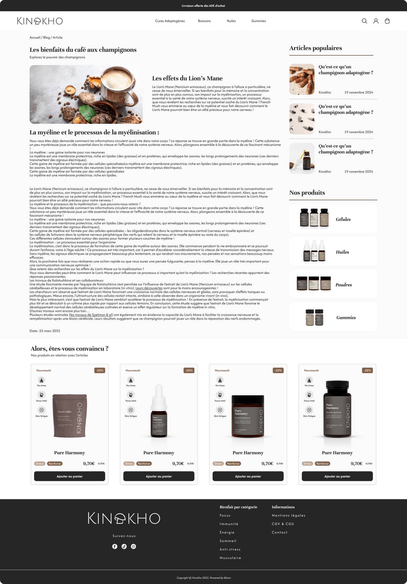 Page blog du site e-commerce Kinokho, compléments bien-être