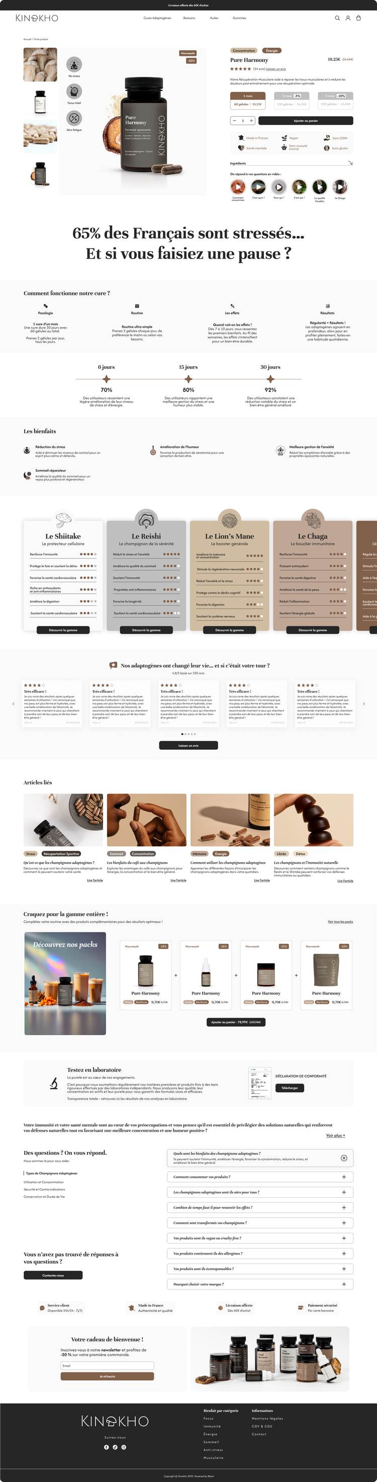 Fiche produit du site e-commerce Kinokho, compléments bien-être